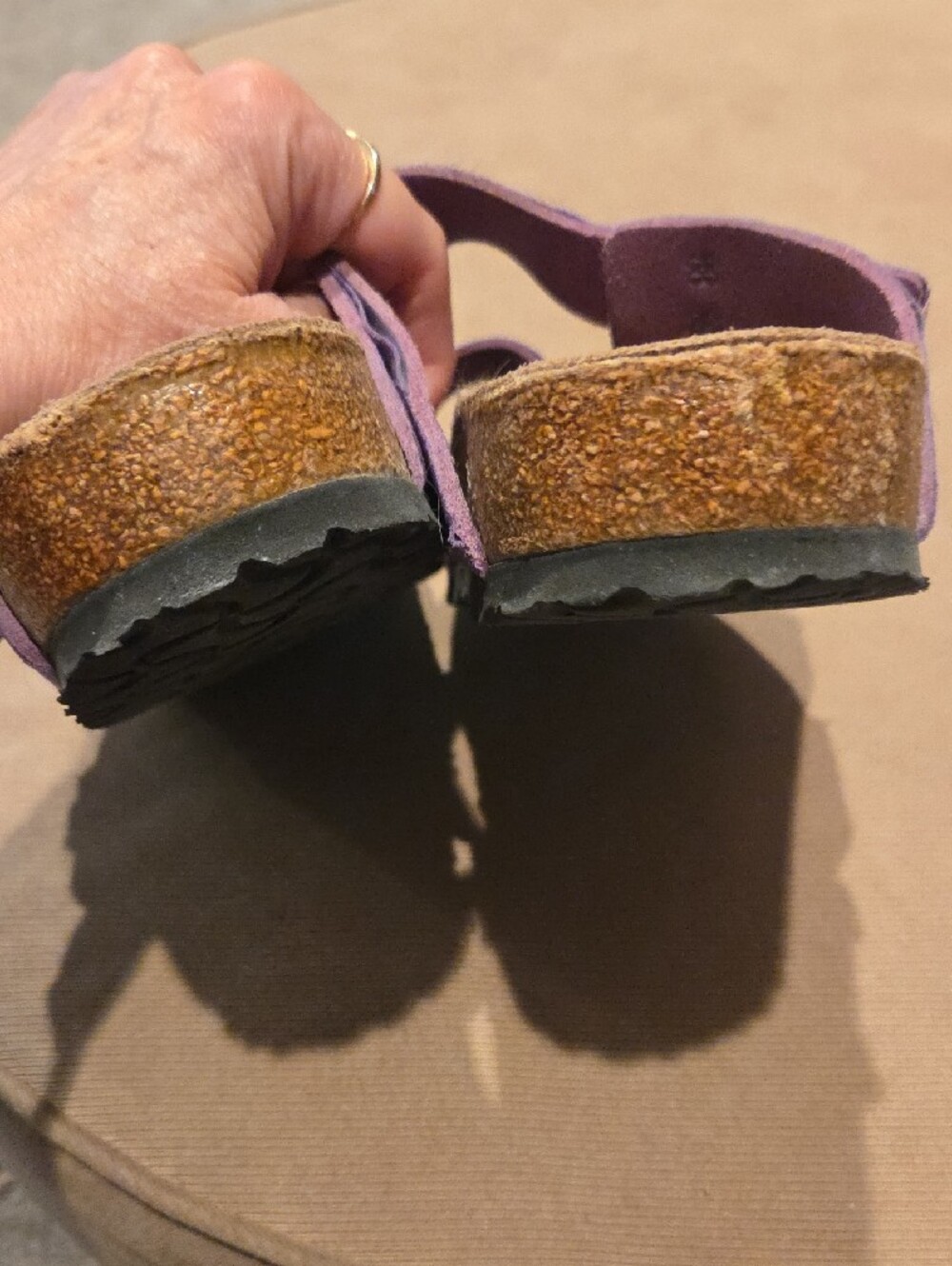 Size 39 Birkenstock Triple-Strap Purple Suede Sandals - Picture 11 of 12